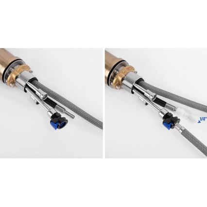 REA-B7596 - Virtuvinis maišytuvas su ištraukiamu purkštuku ir filtru ECO FRESH 37,5 cm šlifuoto aukso