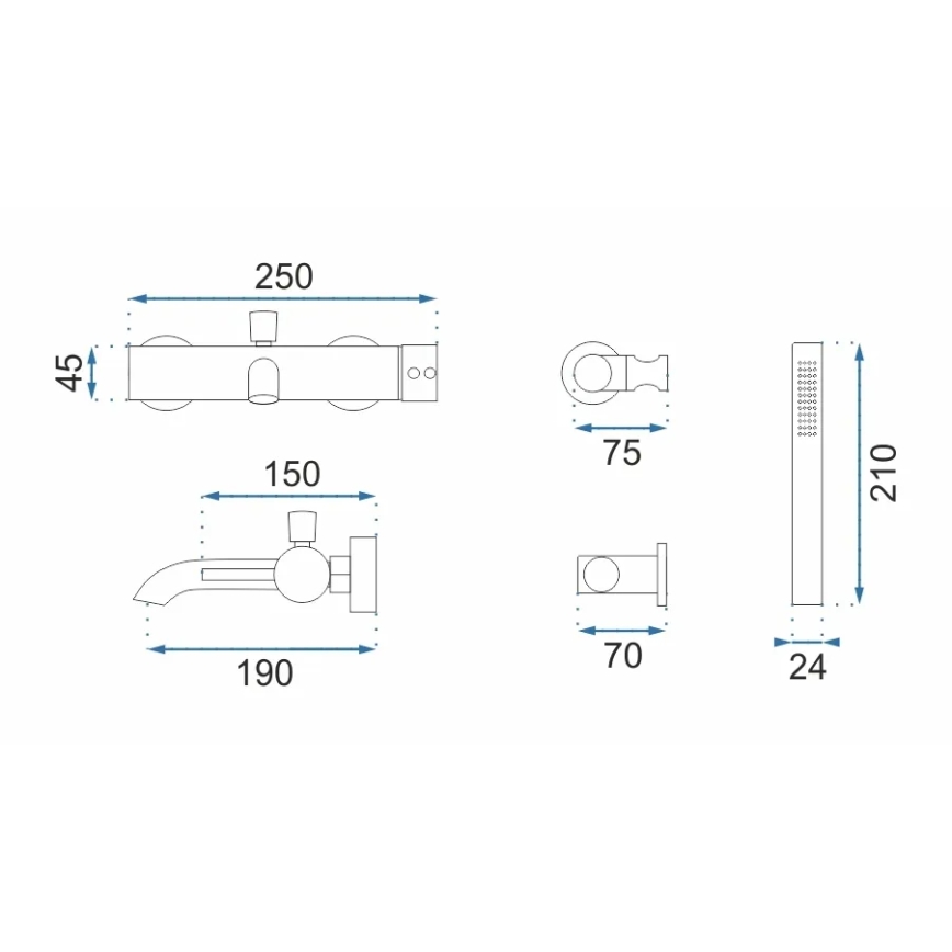 REA-B8010 - LUNGO vonios komplektas, šlifuoto aukso