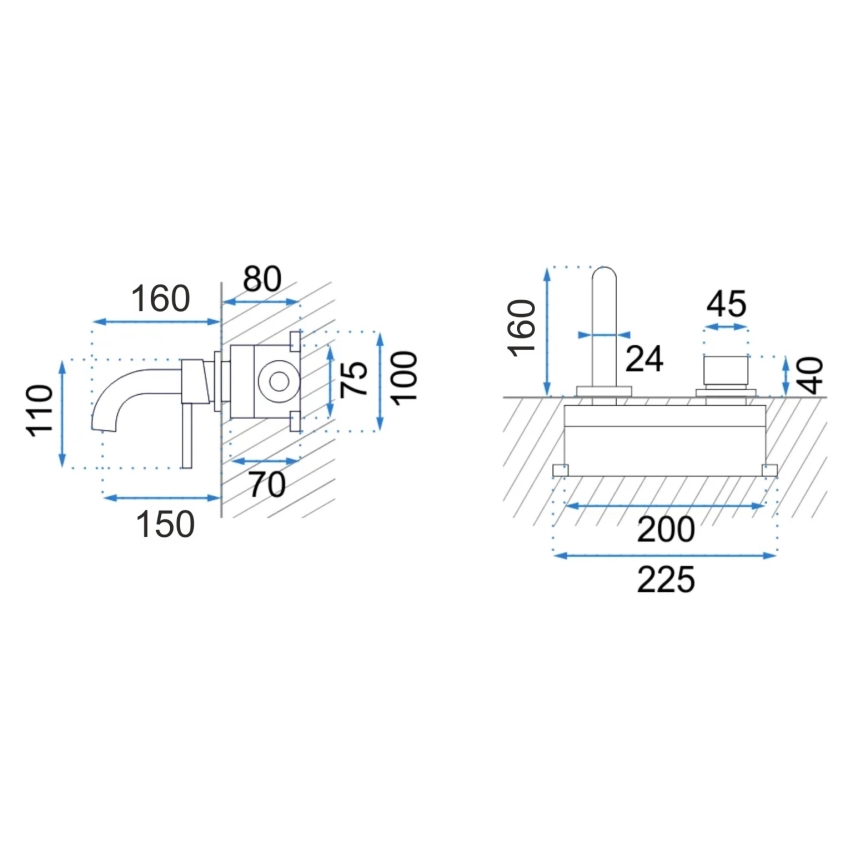 REA-B8652 - LUNGO praustuvo maišytuvas skirtas paslėgtam montavimui, šlifuoto aukso