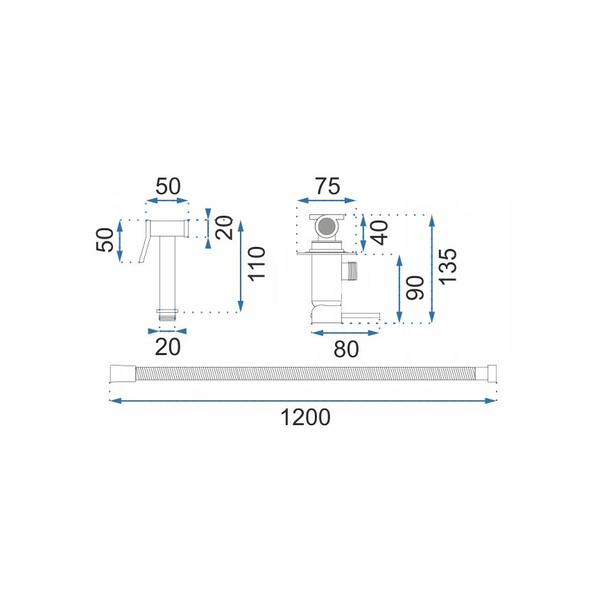 REA-B8979 - Bidė maišytuvas su higieniniu dušeliu įmontavimui LUNGO auksinis