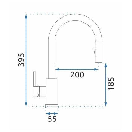 REA-B9146 - Kriauklės maišytuvas su ištraukiama dušo galvute FRESH 39,5 cm nikelis
