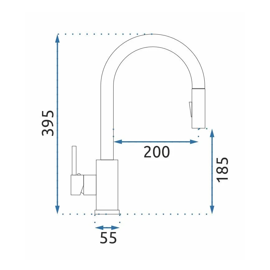 REA-B9146 - Kriauklės maišytuvas su ištraukiama dušo galvute FRESH 39,5 cm nikelis