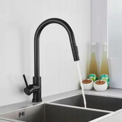 REA-B9147 - Virtuvinis maišytuvas su ištraukiamu purkštuku FRESH 39,5 cm matinė juoda