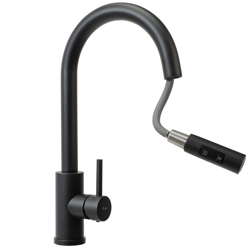 REA-B9147 - Virtuvinis maišytuvas su ištraukiamu purkštuku FRESH 39,5 cm matinė juoda