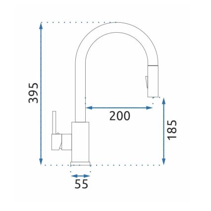 REA-B9147 - Virtuvinis maišytuvas su ištraukiamu purkštuku FRESH 39,5 cm matinė juoda