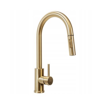 REA-B9842 - Jutiklinis plautuvės maišytuvas su ištraukiamu purkštuku FRESH TOUCH 37 cm 4xAA šlifuoto aukso spalvos