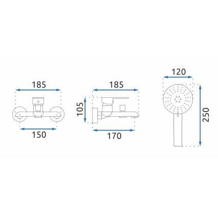 REA-B9932 - BLOOM vonios komplektas, matinė balta/auksinė