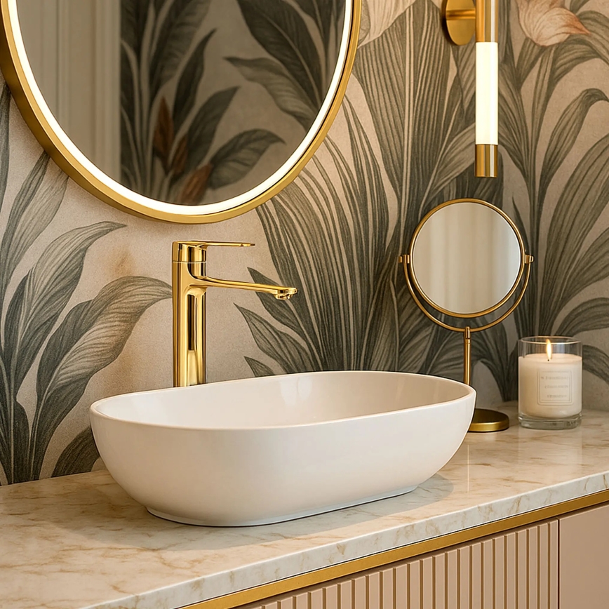 REA-B9983 - Praustuvo maišytuvas STORM 29,5 cm aukso spalvos