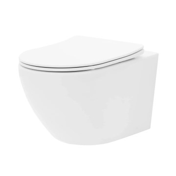REA-C1259 - Pakabinamas unitazas su sėdyne CARLO MINI TORNADO RIMLESS keramika / blizgi balta
