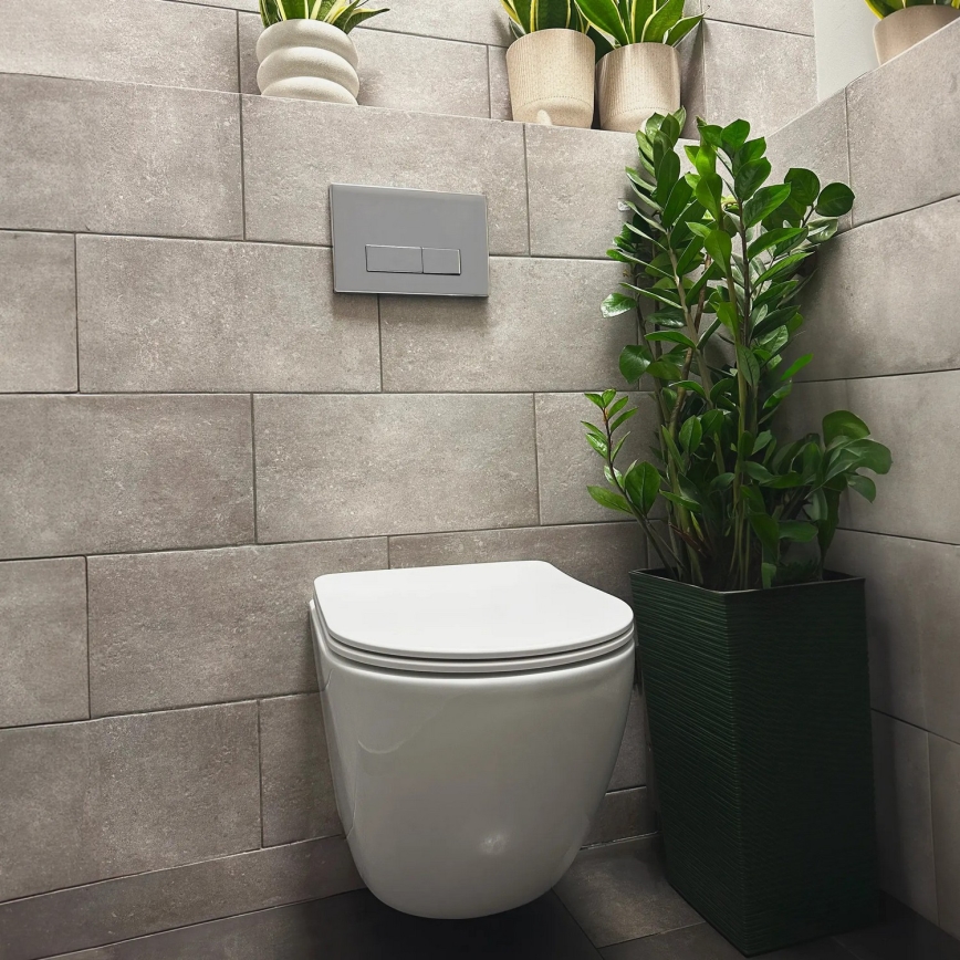REA-C1259 - Pakabinamas unitazas su sėdyne CARLO MINI TORNADO RIMLESS keramika / blizgi balta