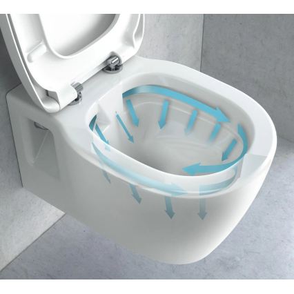 REA-C1400 - Pakabinamas unitazas su sėdynės dangčiu CARTER RIMLESS keramika/balta