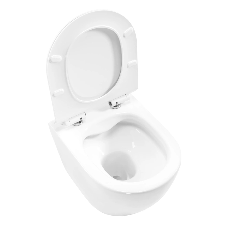 REA-C1400 - Pakabinamas unitazas su sėdynės dangčiu CARTER RIMLESS keramika/balta
