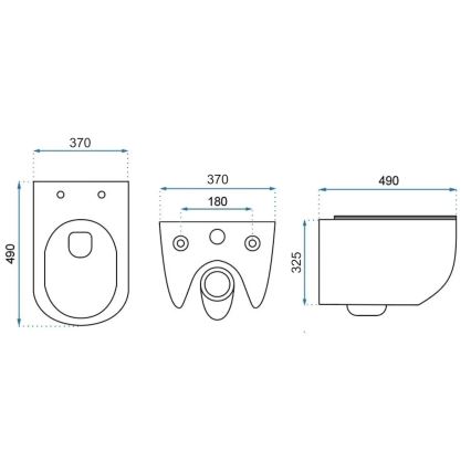 REA-C1400 - Pakabinamas unitazas su sėdynės dangčiu CARTER RIMLESS keramika/balta