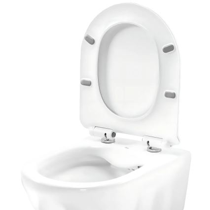 REA-C1652 - Pakabinamas unitazas su tualeto sėdyne GUSTAVO RIMLESS keramika/balta