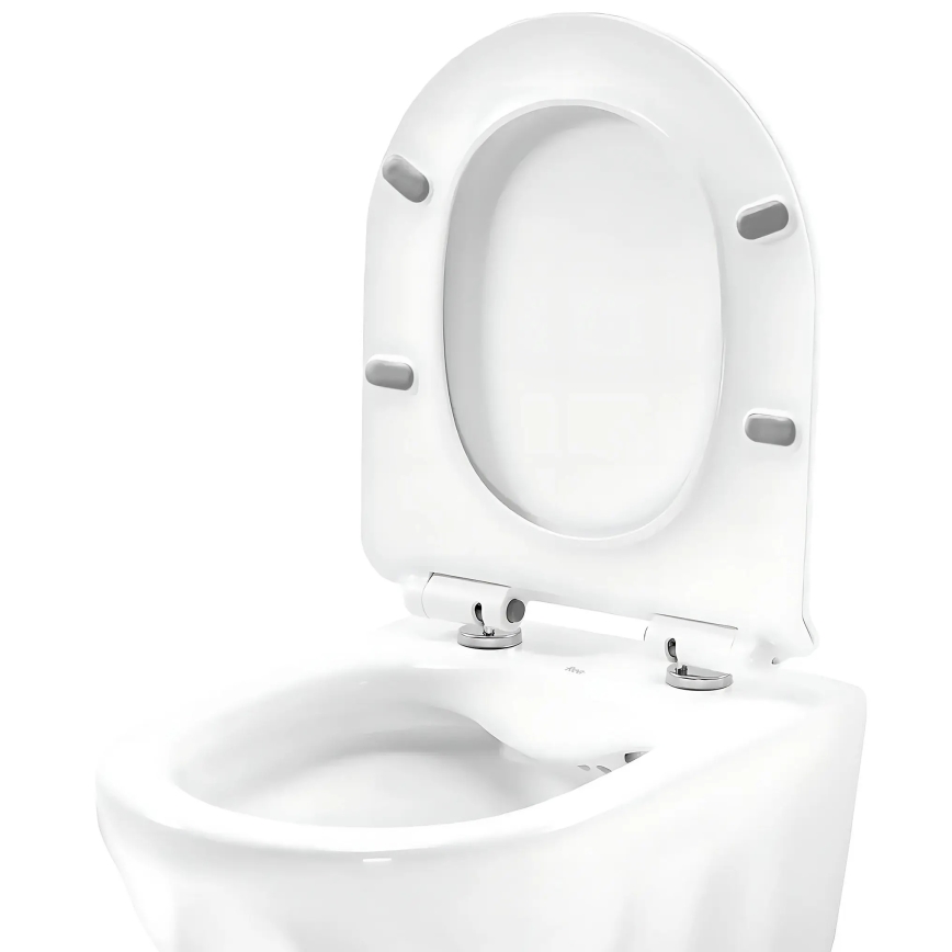 REA-C1652 - Pakabinamas unitazas su tualeto sėdyne GUSTAVO RIMLESS keramika/balta