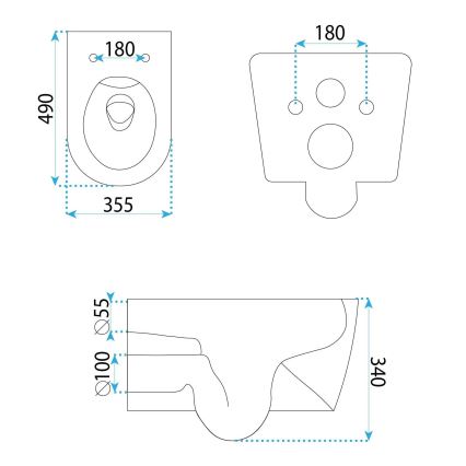 REA-C1652 - Pakabinamas unitazas su tualeto sėdyne GUSTAVO RIMLESS keramika/balta