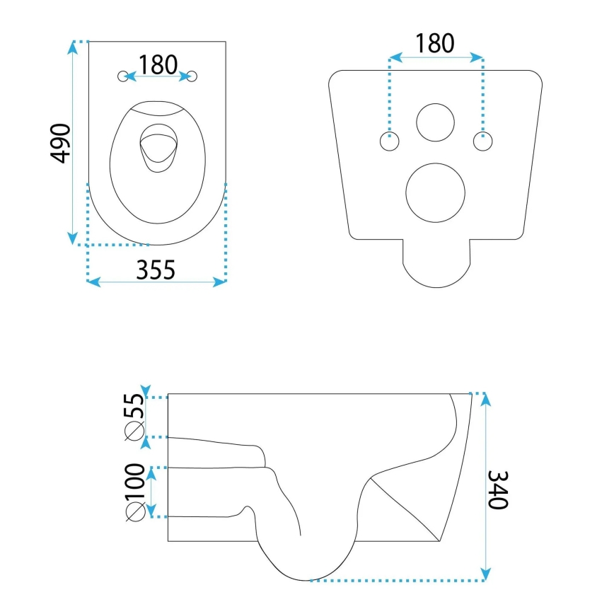REA-C1652 - Pakabinamas unitazas su tualeto sėdyne GUSTAVO RIMLESS keramika/balta