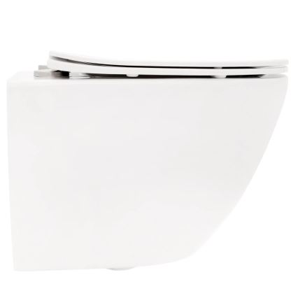REA-C2760 - Pakabinamas WC puodas su sėdyne CARLO FLAT MINI RIMLESS keramika/blizgi balta