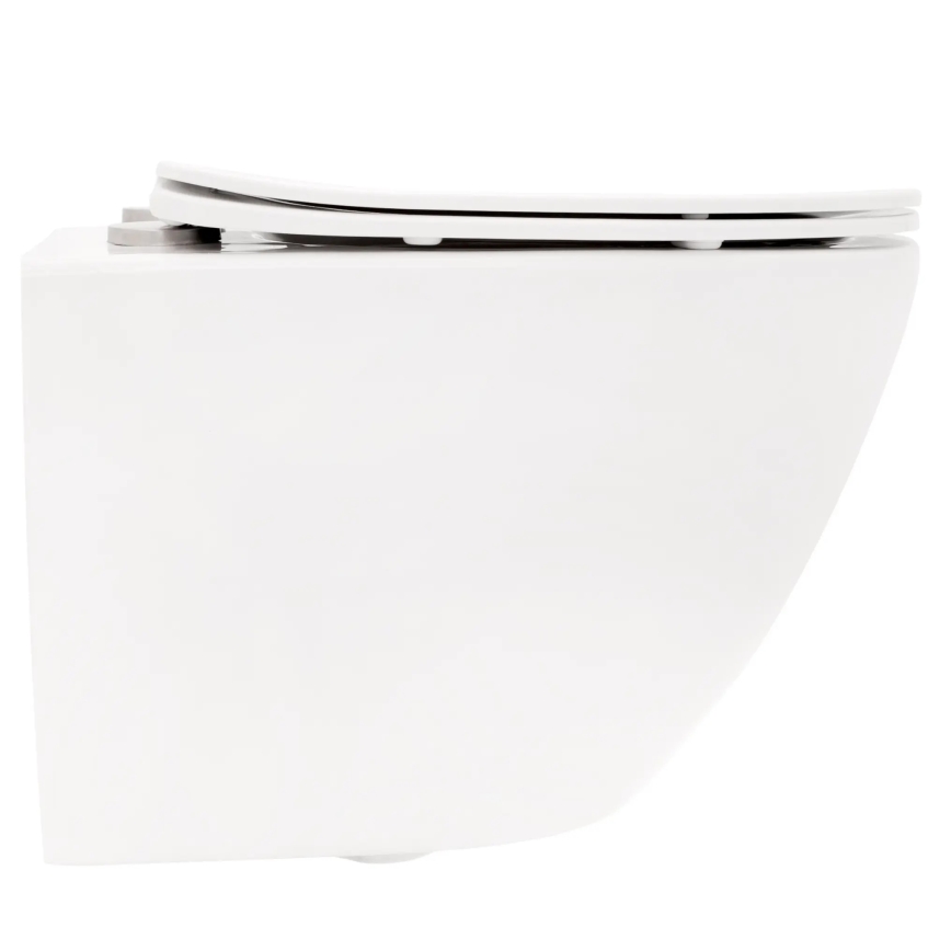 REA-C2760 - Pakabinamas WC puodas su sėdyne CARLO FLAT MINI RIMLESS keramika/blizgi balta