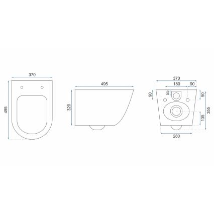 REA-C2760 - Pakabinamas WC puodas su sėdyne CARLO FLAT MINI RIMLESS keramika/blizgi balta