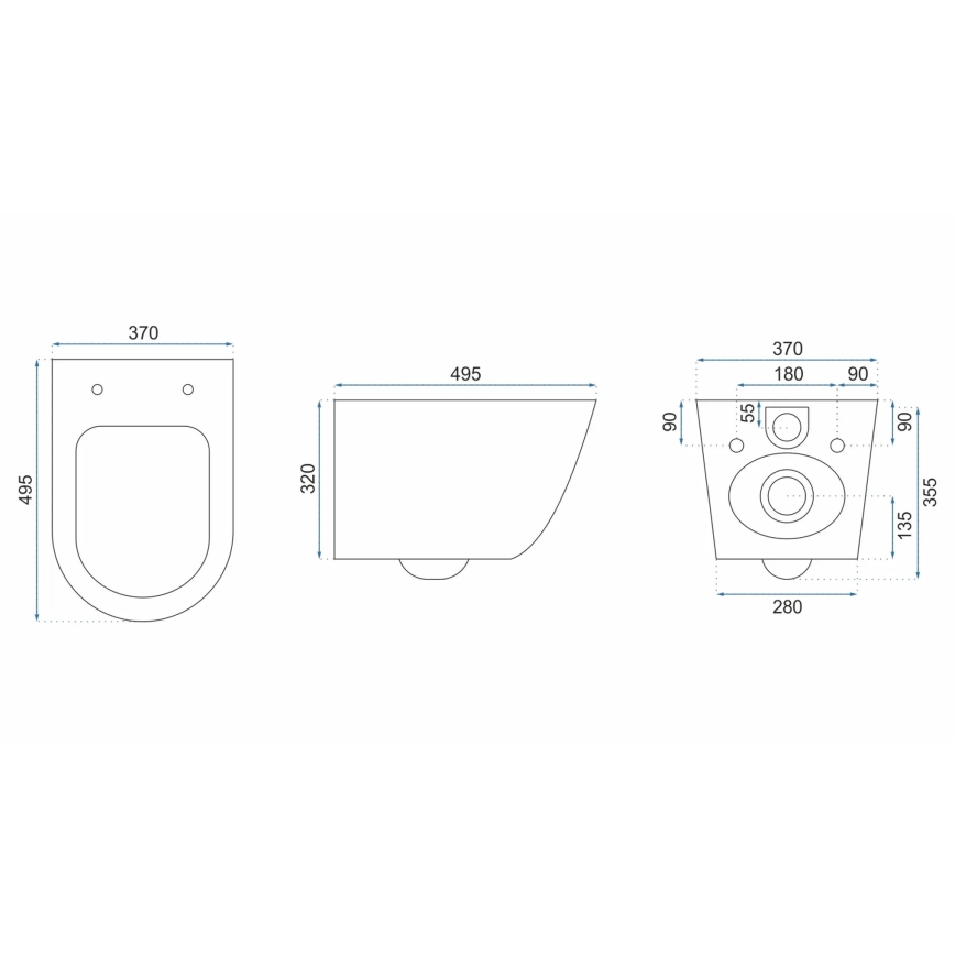 REA-C2760 - Pakabinamas WC puodas su sėdyne CARLO FLAT MINI RIMLESS keramika/blizgi balta