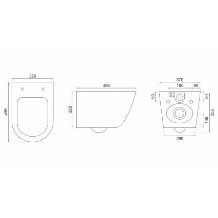 REA-C5500 - Pakabinamas WC su sėdyne CARLO MINI TORNADO RIMLESS keramika/kreminė
