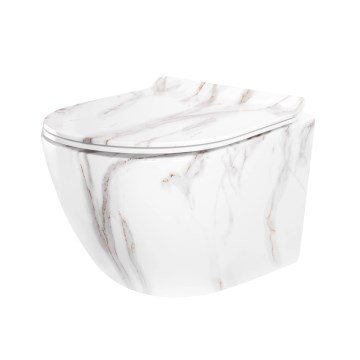 REA-C6390 - Pakabinamas WC su sėdyne CARTER TORNADO RIMLESS keramika/akmens imitacija