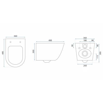 REA-C6800 - Pakabinamas unitazas su dangčiu TITO TORNADO RIMLESS keramika/balta