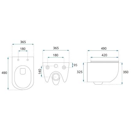 REA-C6806 - Pakabinamas WC su sėdyne CARLO MINI TORNADO RIMLESS keramika/balta/auksinė