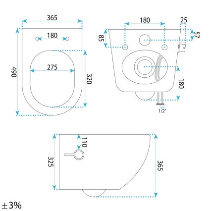 REA-C9701 - Pakabinamas WC su bidetine dušele CARLO LUX keramika/balta