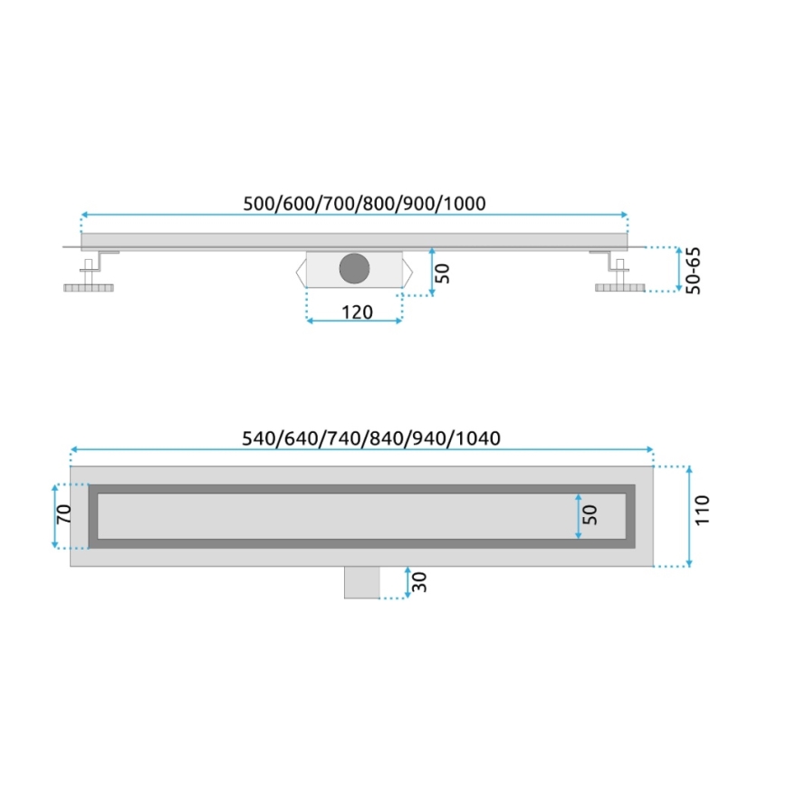 REA-G2501 - NEOX nuotekų latakas, 60 cm, iš nerūdijančio plieno
