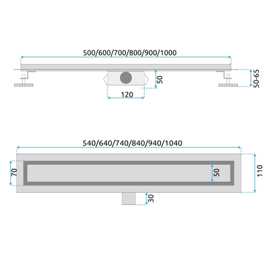 REA-G2562 - Nuotekų latakas NEOX 70 cm nerūdijančio plieno/auksinis