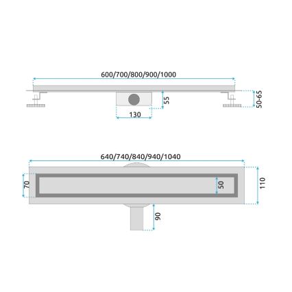 REA-G2702 - NEOX PRO 70 cm nutekamasis latakas, nerūdijančio plieno/šlifuota aukso spalva