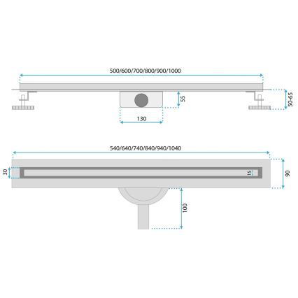 REA-G2710 - Nuotekų latakas NEOX SLIM 70 cm nerūdijančio plieno/juoda