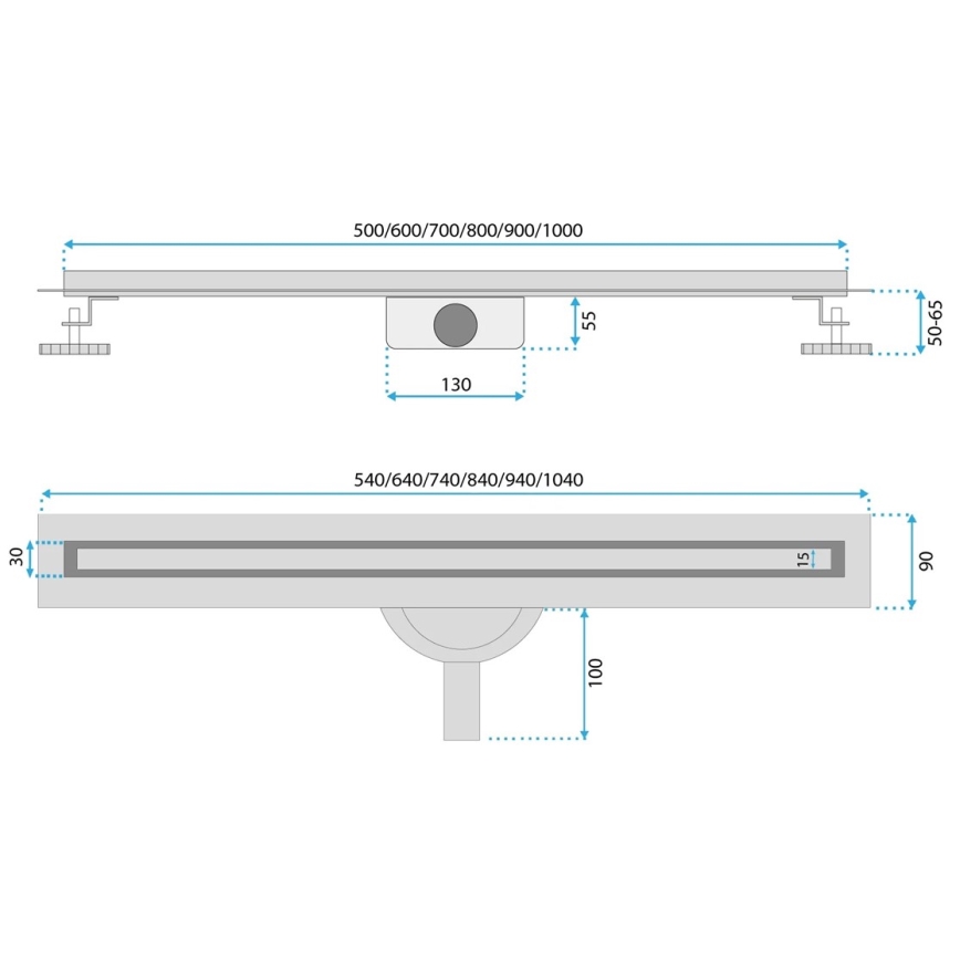REA-G2710 - Nuotekų latakas NEOX SLIM 70 cm nerūdijančio plieno/juoda