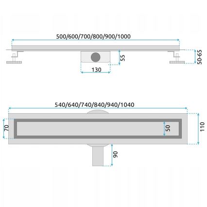 REA-G5811 - NEOX PRO 100 cm nuotekų latakas, nikelis