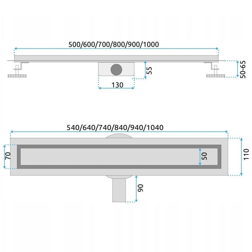 REA-G5811 - NEOX PRO 100 cm nuotekų latakas, nikelis