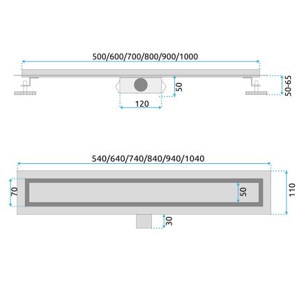 REA-G6600 - Nutekamasis latakas PURE NEOX 50 cm matinis juodas