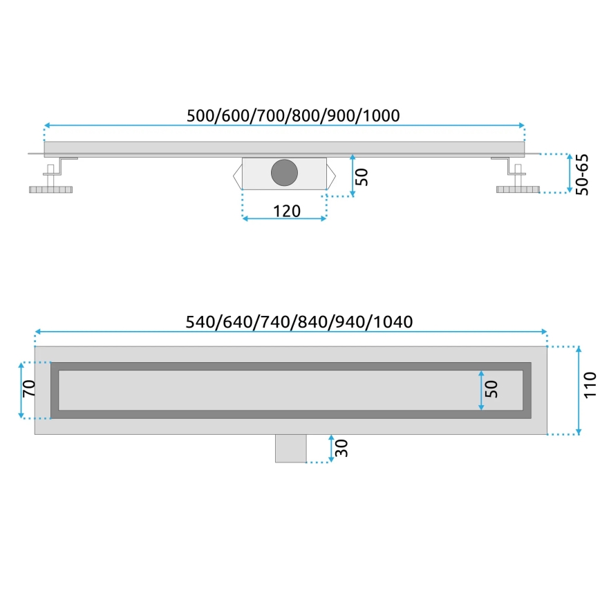 REA-G6605 - Nuotėkų latakas PURE NEOX 100 cm matinė juoda