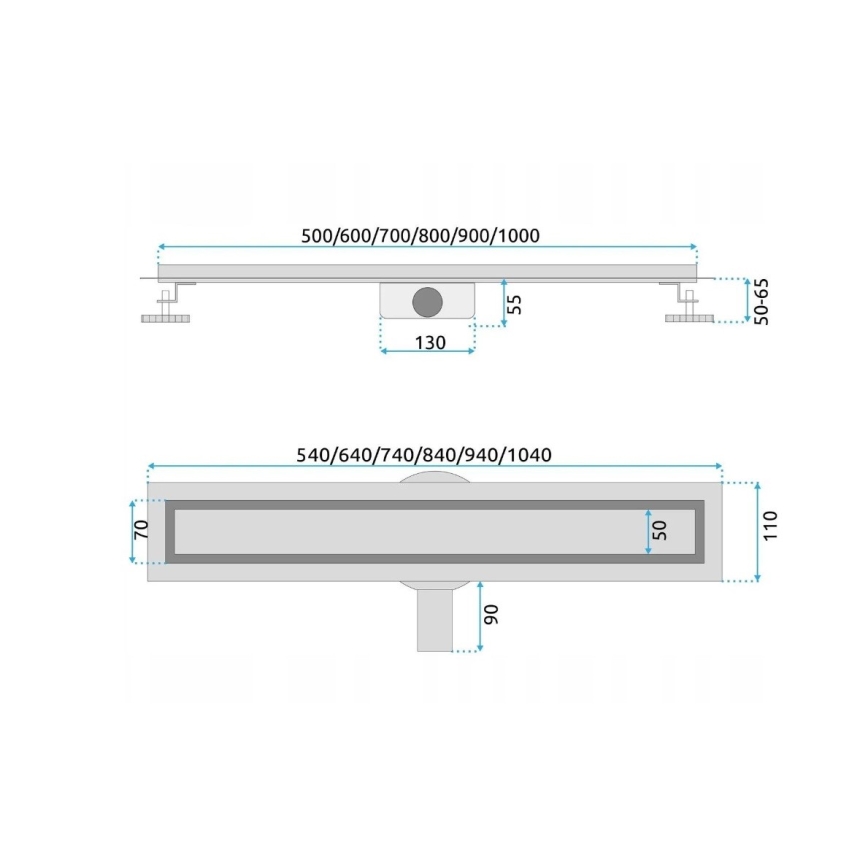 REA-G7802 - Nuotekų latakas NEOX PRO 70 cm nerūdijančio plieno/juodas