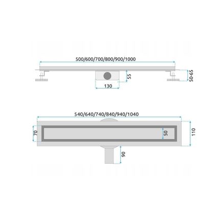 REA-G7803 - Nutekamasis latakas NEOX PRO 80 cm nerūdijančio plieno/juodas