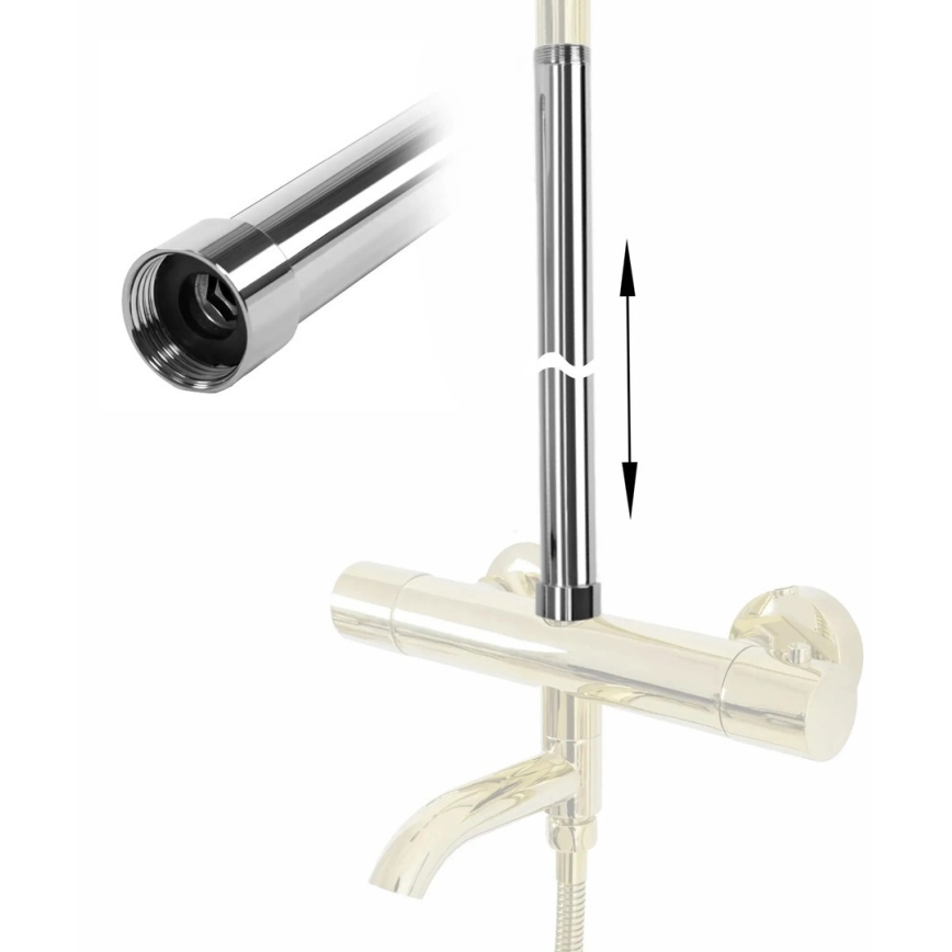 REA-K0881 - Prailginimo strypas dušo/vonios komplektui 51,5 cm blizgus chromas