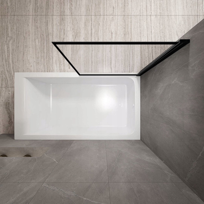 REA-K7390 - Vonios pertvara LAGOS 140x80 cm juoda/skaidri