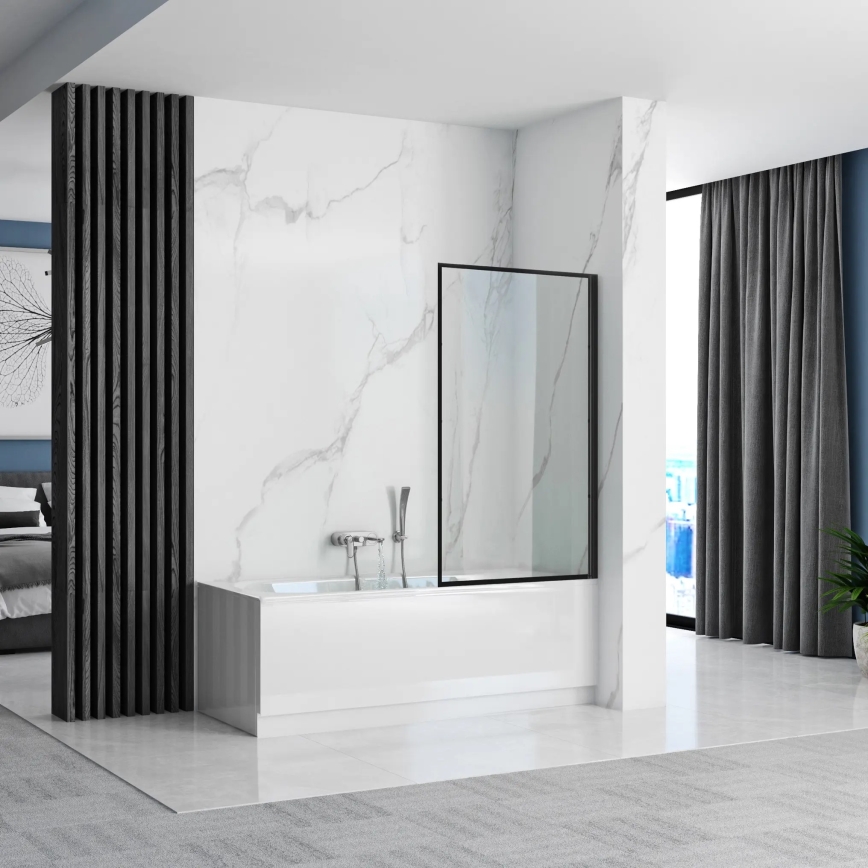 REA-K7633 - Judanti vonios pertvara LAGOS 140x80 cm juoda/skaidri