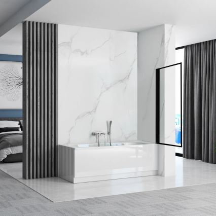 REA-K7633 - Judanti vonios pertvara LAGOS 140x80 cm juoda/skaidri