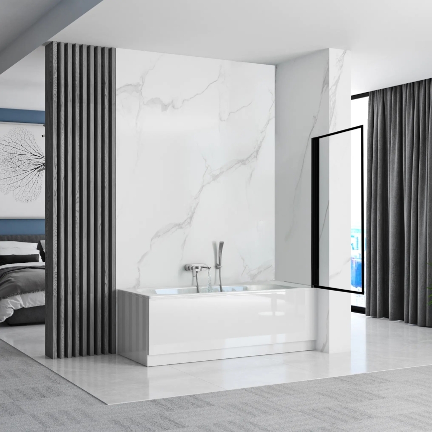 REA-K7633 - Judanti vonios pertvara LAGOS 140x80 cm juoda/skaidri