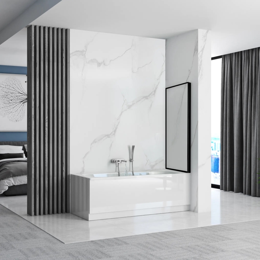 REA-K7633 - Judanti vonios pertvara LAGOS 140x80 cm juoda/skaidri