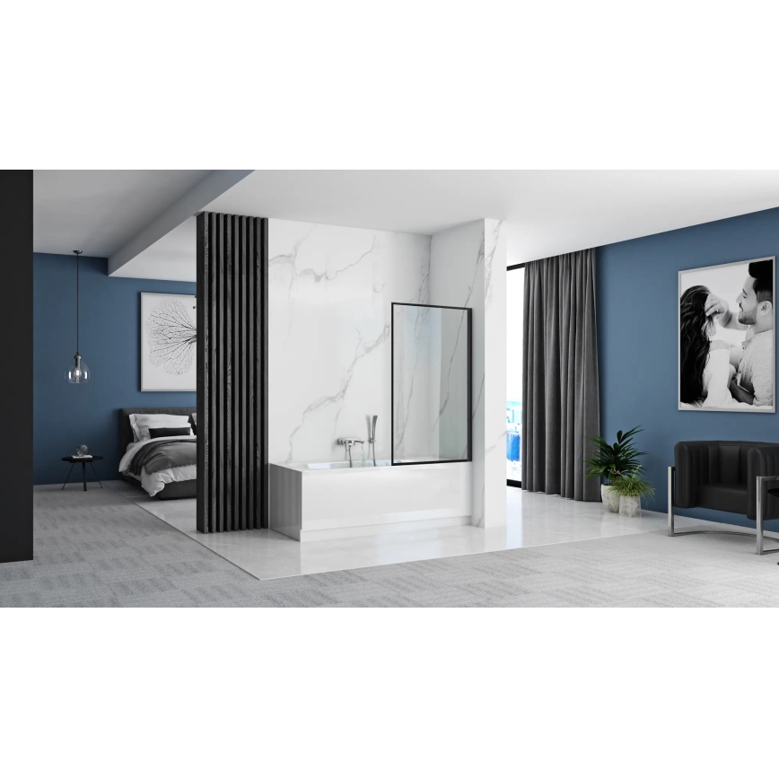 REA-K7633 - Judanti vonios pertvara LAGOS 140x80 cm juoda/skaidri