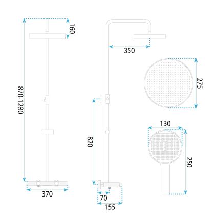 REA-P0362 - Dušo rinkinys su maišytuvu CREO, šlifuotas varis