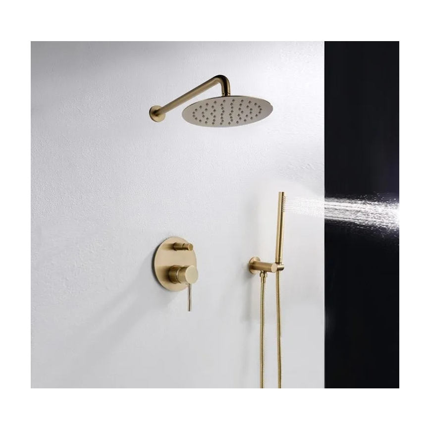 REA-P4110 - Auksinis dušo komplektas LUNGO su įleidžiamu maišytuvu